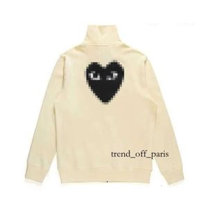 CDG Designer con cappuccio con cappuccio maschile comme comands garcons Mockneck gioca con cappuccio Big Heart Hoodie Full Zip Up Beige Brand 5Buw 681 828