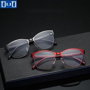 Solglasögon Metal Cat Eye Reading Glasses Spring Hanses Women Presbyopic Anti-Blue Light Blocking Hyperopia Gereglasses for Parents 239n