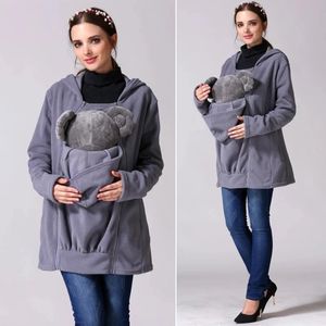 Vinter moderskapskläder graviditet hoodies jackor känguru kappa baby kläder avslappnad varm huva mamma ytterkläder 231221