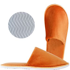 Menina de algodão de algodão da moda clássica Mulheres internas com bolsa de armazenamento Viagem Hotel suave Hotel respirável confortável portátil spa Solid Slippers-7