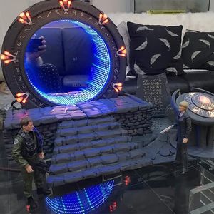 Stargate Nightlight Mirror Creative Stereo Led 3D Gece Işığı Dekorasyonu Işık Ayna Heykel Modeli Oyuncak Noel Prop 231220