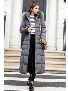 معطف القطن لأسفل النساء الطويل الشتاء أزياء الكورية النحيفة بطول الفرو المغطى بالقرن الباركت معطف الدفء 231221