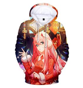 Den mest populära älsklingen i Franxx 3D Hoodie fashionabla anime Zero Two Hoodie Sweatshirt Söta pojkeflickor UNISEX PURGOVER Y02493407