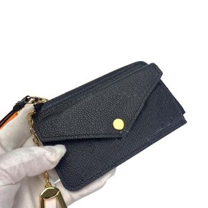 Women Zipper Wallets Credit Card Holder Black Genuine Leather Empreint Logos Embossed Coin Purse Pouch Portefeuille Top 10a Mirror239h