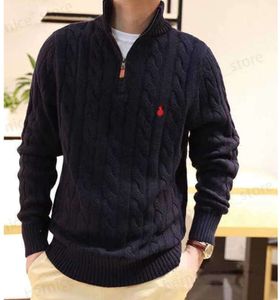 Męskie swetry męskie SWEATER Designer Polo Half Zipper Ralphs Blue Bluet Długie rękawy Konik Twist High Collar Men Laurens Hafdery Fashion 6999ess