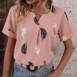 Damskie bluzki koszulka plażowa szykowne dziewczyny z krótkim rękawem urocze ubrania One Piece Anime Feather Pullover Summer Top Korean Blusas