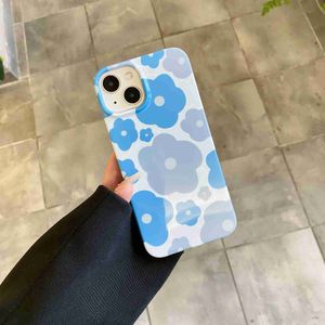 Cell Phone Cases Blue Flower New Phone Hard Case Protective Cover Shell For iPhone 15 14 13 12 11 Pro Max Mini Plus