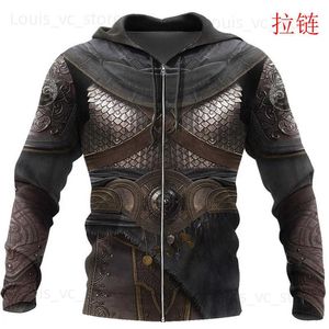 Herrtröjor tröjor riddare rustning 3d över hela tryckt hoodie för män/kvinnor harajuku mode huvtröja cosplay casual jacka pullover t231221