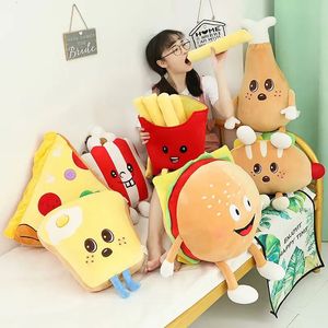 Funny Cartoon French Fries Stuffed Throw Chips Hamburg Drumstick Pizza Food Cushion Pillow Toys 231220