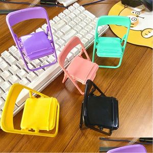 Cell Phone Mounts & Holders Desktop Mini Chair Stand Cute Sweet Creative Can Be Used As Decorative Ornaments Foldable Lazy Drama Mobil Dh5Qc
