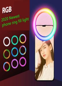 RGB LED Ring Selfie Light USB Rechargeable Supplementary Lighting Camera Pography AAA Battery For Smart Mobile Phones7370372