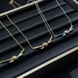 Designer Brand Twist band diamond studded nude Necklace womens fashion design personalized Bow rope around collarbone