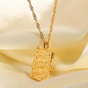 Hänghalsband guldpläterade rostfritt stål vintage texturerat halsband konkav-konvex textur för kvinnor vattenvågkedja