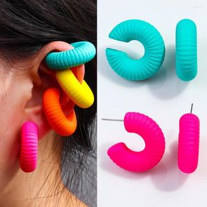 Orecchini schienali Clip acrilico multicolore coreano su cerchio per donna cerchio a strisce finte polsini auricolari non piercing senza piercing