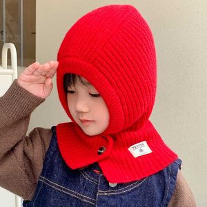 Barnhöns/skalle kapsar förälder höst/vinter balakfa pullover nacke öronskydd hatt barn kallt och varma stickade en bit 898
