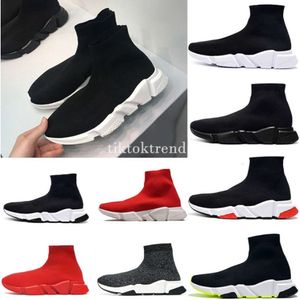Designer Casual Sock Shoes Comfort Sole Breattable Men Women Platform Hommes Mesh Trainer Black Glitter Sticked Triple Sneaker Walking 36-47 EUR