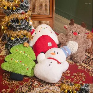 Cushion/Decorative Pillow Pillow Christmas Cute Home Textiles Tree Elk Snowman Plush Doll Sofa Chair Decor Decoration Drop Delivery Ho Dheij