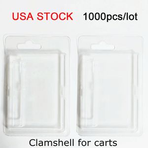 Clamshell mit Kleiderverpackung für Vape Carts 1ml 0,5 ml 1 ml Atomizer 72 mm Länge PVC Blister -Einzelhandelspaket für Ölpatronen Vaporizer Carts USA Lager leer