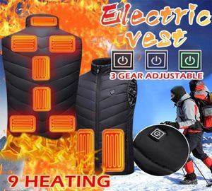 9 Places Heated Vest Men Women Usb Heated Jacket Heating Vest Outdoor Fishing Hunting Waistcoat Hiking Thermal Clothing7805283