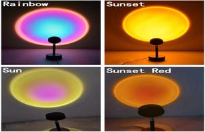 Lampa Projekcyjna Lampa LED LAMPE LAMPES SUNSET LAMP Sypialnia dekoracje USB Rainbow Projector Atmosfera do domu Drop5491607