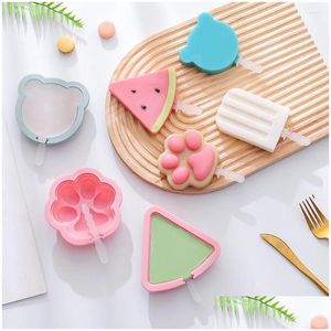 Baking Moulds Baking Mods Square Triangle Sile Ice Cream Mold Cube Tray Chocolate Popsicle Molds Diy Dessert Homemade Tools Reusable D Dhs7U