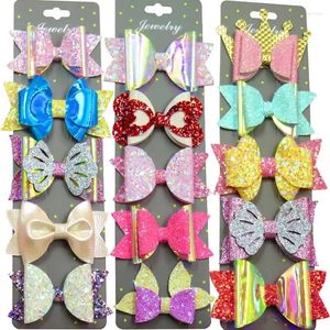 Hair Accessories 5pcs Pink Girl Sequin Bow Clip Baby Accessory Children's Headband Sparkling And Shining Princess Lovely