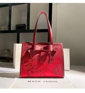 Sacos de noite de alta qualidade mulheres moda bolsa bordado sexy vermelho quadrado saco grande capacidade ombro senhora tote feminino casual