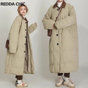 Reddacic Woman's Winter Ceket Midi Uzun Parkas Puffer Ceket Demi-Season Ceket Dış Geyli Sıcak Kalın Pamuklu Çıkarmış Giysiler 231221