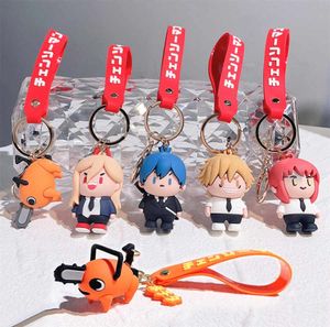 3D Anime -Figur Schlüsselanhänger Denji Pochita Cartoon Weiche Gummi -PVC -Kettensäge Keychains