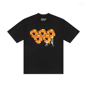 Erkekler T Shirt Street Vintage Daisy Baskı Kısa Kollu Erkek Tişörtler Kadın Y2K Gotik Harajuku Çift Büyük Boy