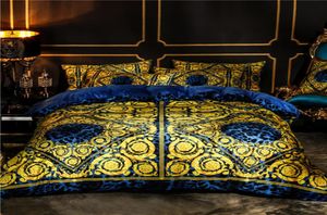ホワイトゴールドヨーロッパの贅沢なクラシック寝具セット冬の厚いベルベットフランネルフリース羽毛布団カバーベッドリネンフィットシート枕カバーC3481161