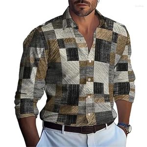 القمصان غير الرسمية للرجال قميص طويل الأكمام ثلاثي الأبعاد.
