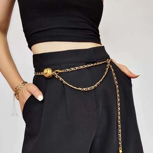 قناة CCLIES BAI Cheng Women Womens Chains Belts Designer Massioner حزام رابط ضيق للنساء No Buckle Buckle Chain Vinta 1948