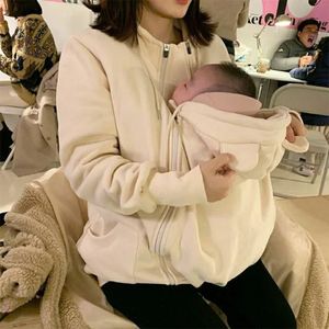 Vestiti in gravidanza invernale Giacche di maternità Kangaroo Abbigliamento per neonati Casualmente Cappucciati Mommy Abbigliamento per la maternità Wear 231221