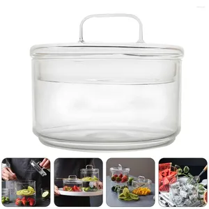 Servis uppsättningar Glass Bowl Snack Holder Fruit Container Storage Can With Cover Kitchen Table Beware