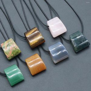 Pendant Necklaces Natural Agates Stone Necklace Trapezoid Green Aventurines Unakites For Women Jewerly Gift