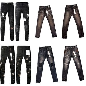 Purple for Mens Jeans Designer Denim Pant Distressed Ripped Biker Black Blue Jean Slim Fit Motorcycle