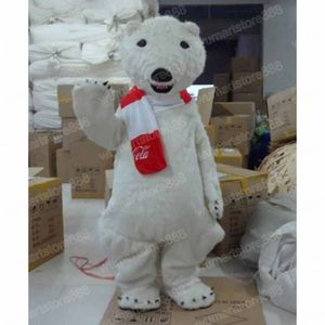 Newest Cute Polar Bear Mascot Costume Top quality Carnival Unisex Outfit Christmas Birthday Outdoor Festival Dress Up Promotional Props Holiday Party Dress