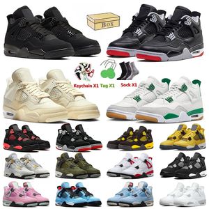 With Box Jumpman 4 Basketball Shoes Black Cat 4s Pine Green Women Mens Trainers Bred Reimagined Metallic Gold Sail Photon Dust Red Thunder Military Oreo Sneakers