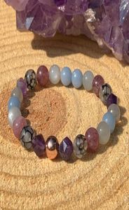 MG1458 STRAND GREA MOONSTONE BRACELET AMETHYST ANGELLITE GEMSTONE MIXING BRACELET WEB AGATE LEPIDOLITE BEADED WRIST MALA BRACELETS7804254