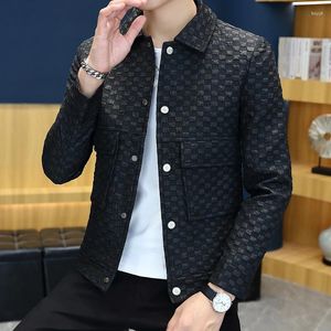 남성용 재킷 2023- 패션 신사 슬림 한 캐주얼 한 단색 영국 스타일 패치 워크 우아한 한국 버전 호스트 옷깃 재킷