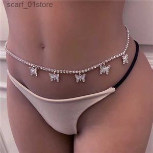 Waist Chain Belts Hot Sale Rhinestone Butterfly Charm With Crystal Chain Butterfly Belly Waist Chain Jewelry for Women Sexy Bo Waist Chain 231221