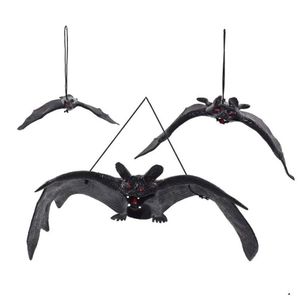 Altre forniture per feste festive Pipistrelli di simulazione di Halloween Giocattolo di trucco Ciondolo vampiro appeso Pipistrello spaventoso Pesce d'aprile039S Decorazioni per il giorno Pr Dhyv7