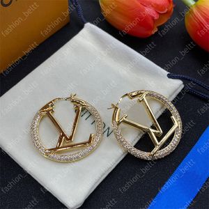 Luxury Stud Big Gold Hoop Earring For Lady Women Orrous Girls Ear Studs Set Designer Jewelry Earring Valentine Day Gift Engagement för Bride Huggie 4cm