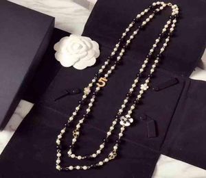 women long pendants layered pearl necklace collares de moda 2020 letter No 5 flower party jewelry2864494