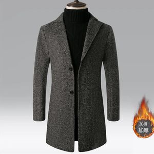 2024 Spring Fashion Men Slim Fit Long Sleeve Cardigans 블렌드 코트 재킷 정장 단단한 남성 긴 모직 코트 231220