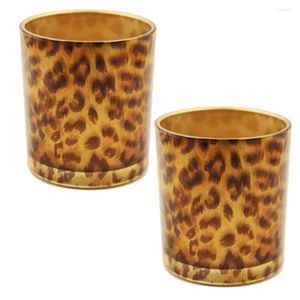 Candle Holders Creative Leopard Print Glass Candlestick Crystal Bar Tealight Holder Fragrance DIY Desktop Fragrant Empty Cup