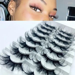 Falsos cílios 8Pairs 25mm 3d Lashes Mink Faux Faux Fluffy Natural Russian Volume Pack