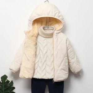 Baby barn rockar vinter förtjockar jackor för pojkar varm plysch ytterkläder flickor päls huva småbarn barn kläder snöar 231220