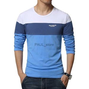 Men's T-Shirts Spring New Arrival Men's T Shirt O Neck Patchwork Long Sleeve T Shirt Mens Clothing Trend Plus Size Top Tees Shirts M-5XLL2404